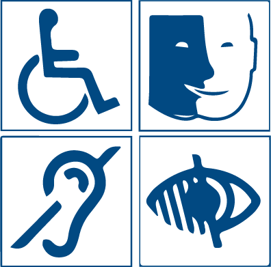 pictogramme illustrant le handicap, le daltonisme, la surdit&eacute; ou la mal voyance
